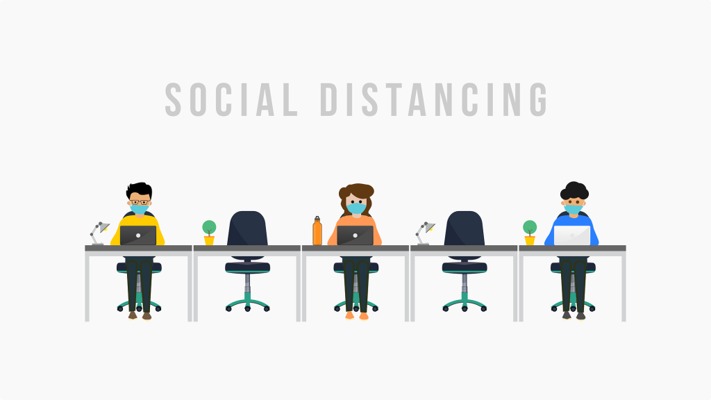 Socially distant office set-up